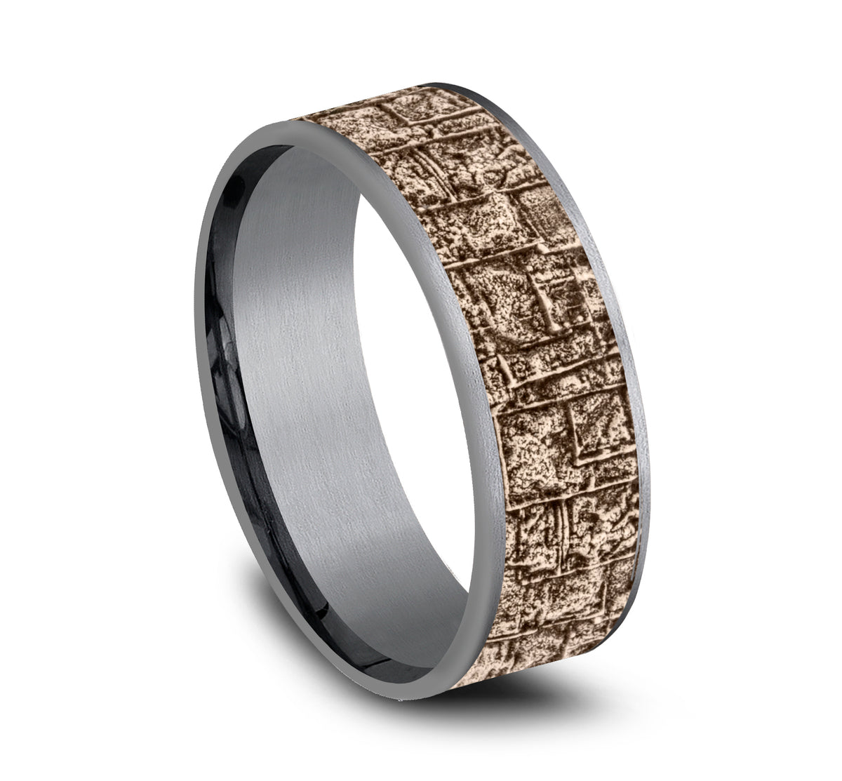 THE GROVE 7.5mm Tantalum Grey/14K Rose Benchmark men's wedding band