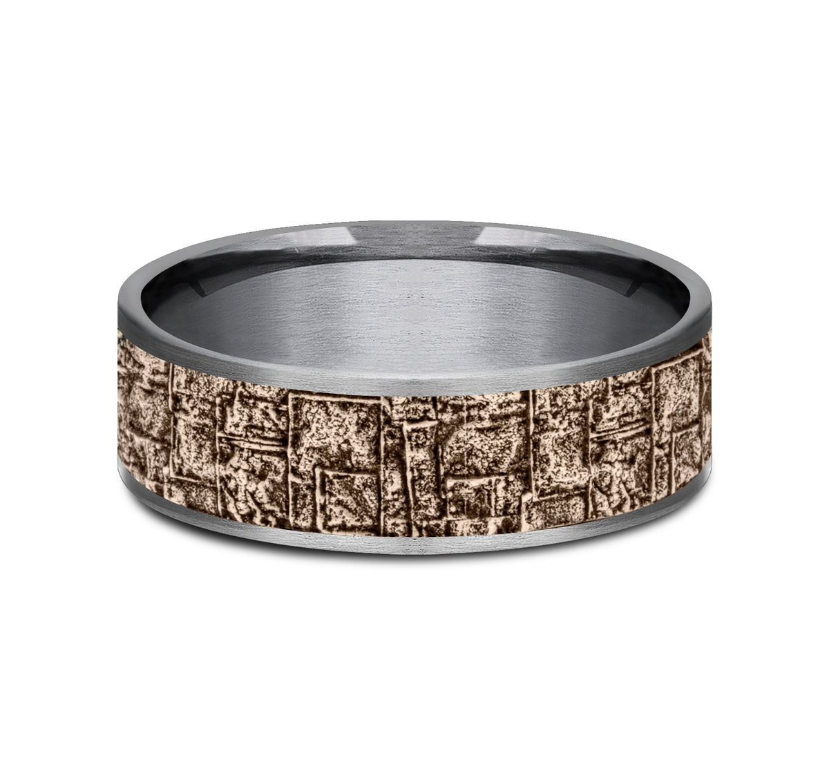 THE GROVE 7.5mm Tantalum Grey/14K Rose Benchmark men's wedding band