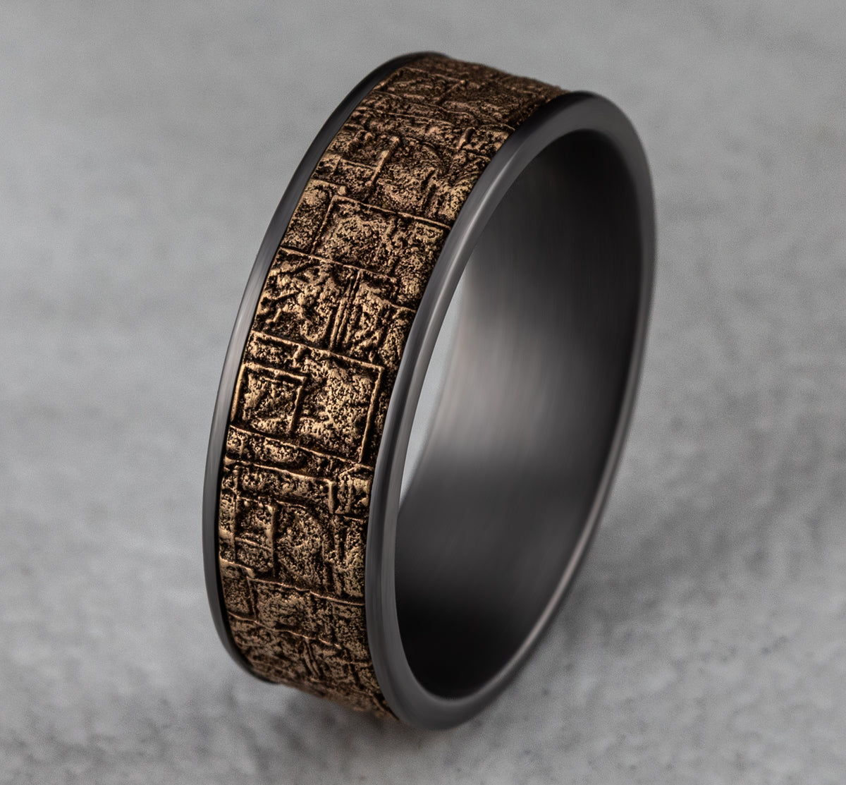 THE GROVE 7.5mm Tantalum Grey/14K Rose Benchmark men's wedding band
