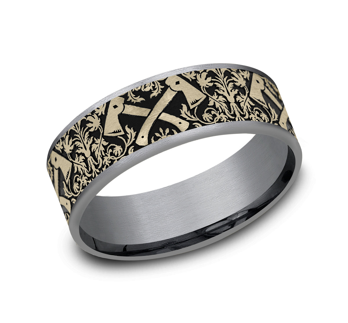 THE HOTSHOT 7.5mm Tantalum Grey/14K Yellow Benchmark men's wedding band