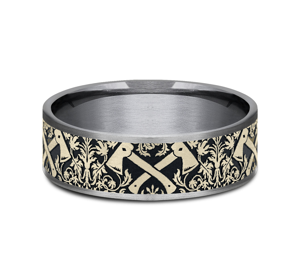 THE HOTSHOT 7.5mm Tantalum Grey/14K Yellow Benchmark men's wedding band