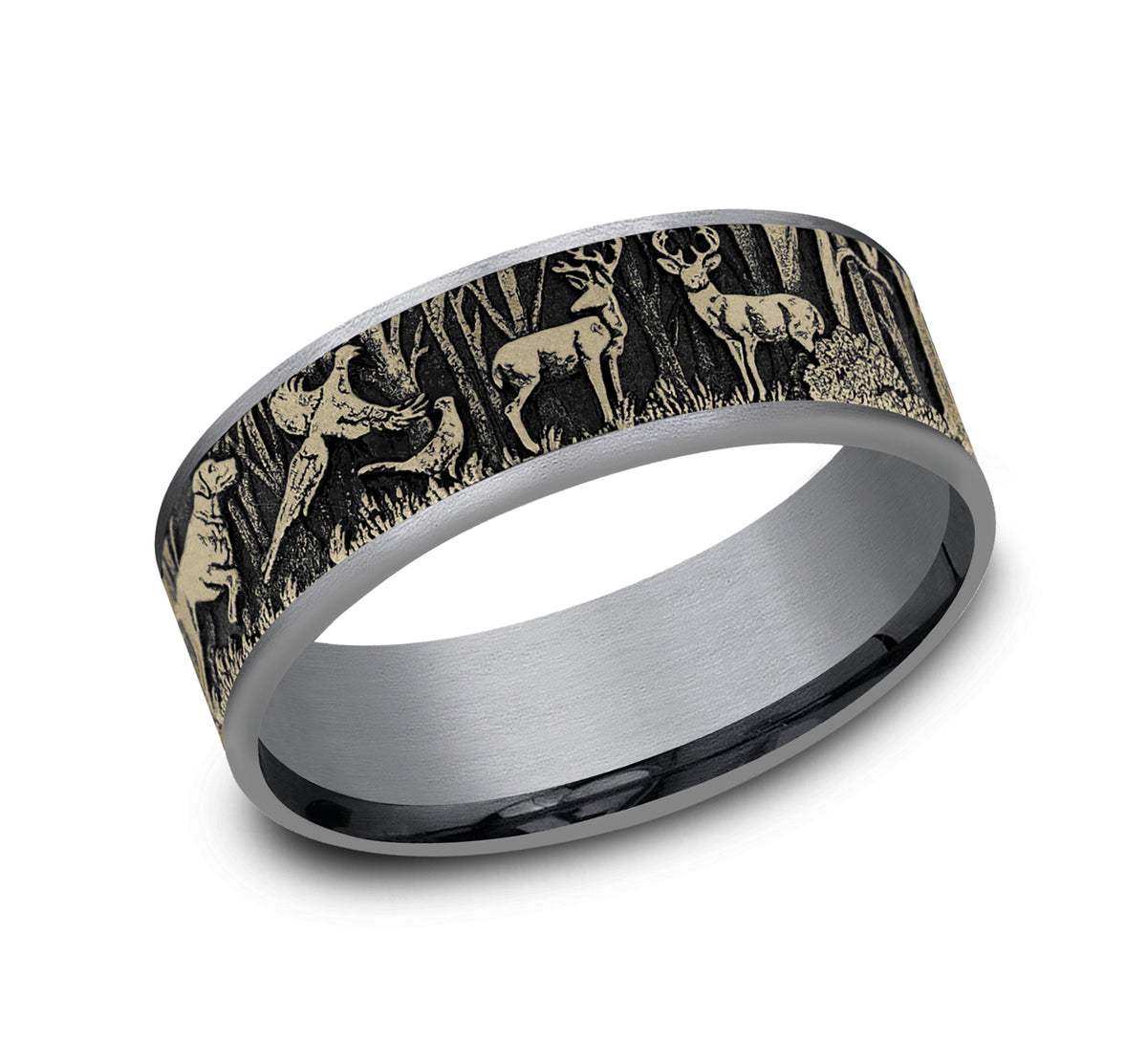 THE HUNTSMAN 7.5mm Tantalum Grey/14K Yellow Benchmark men's wedding band