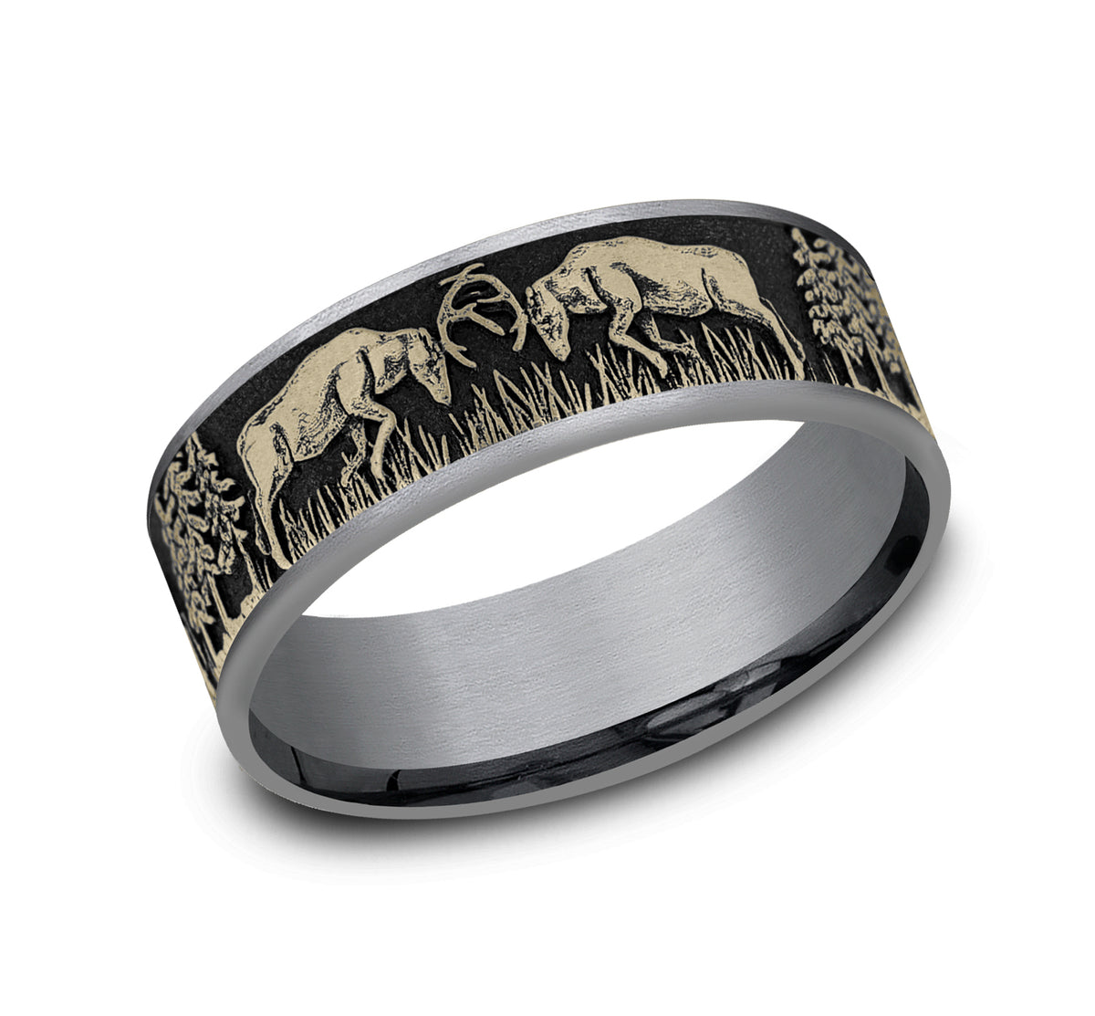 THE RUT 7.5mm Tantalum Grey/14K Yellow Benchmark men's wedding band