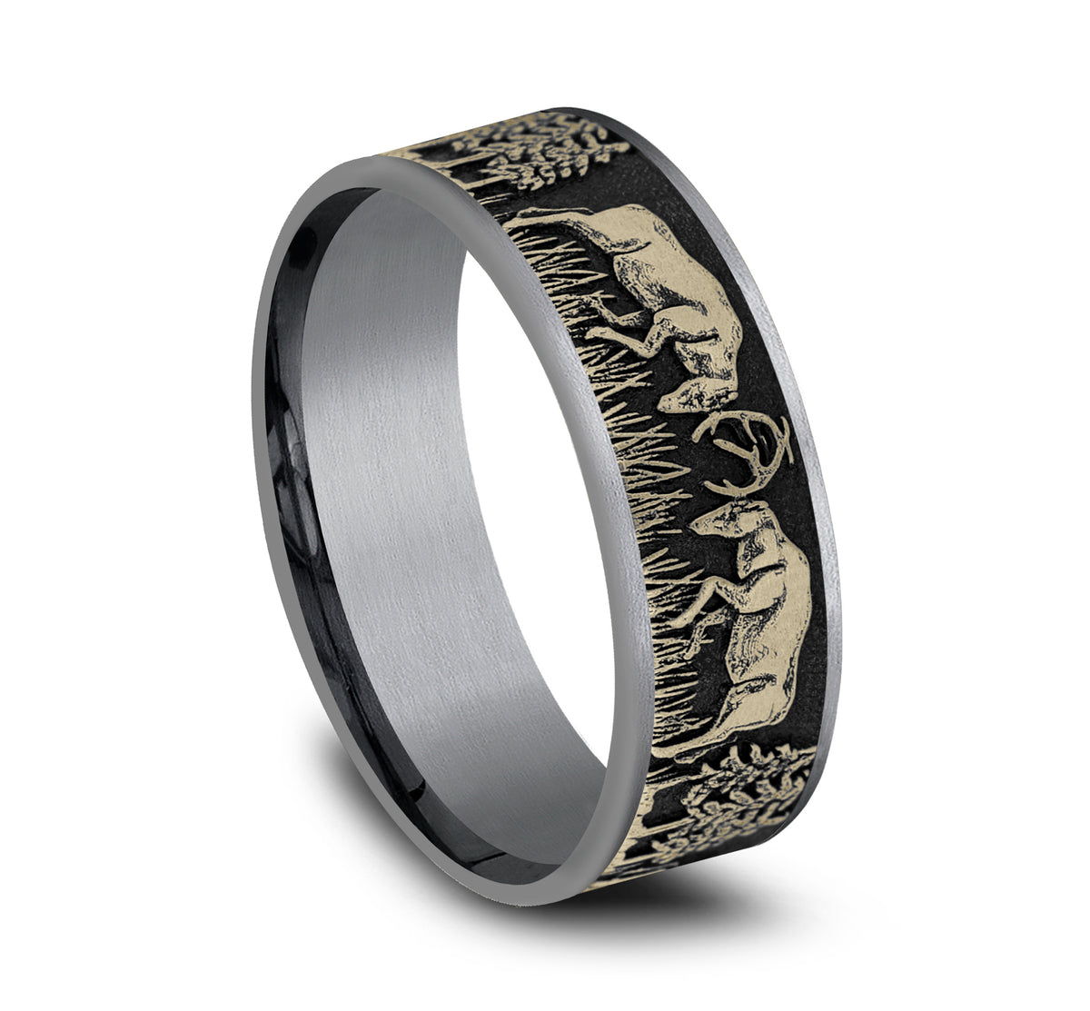 THE RUT 7.5mm Tantalum Grey/14K Yellow Benchmark men's wedding band