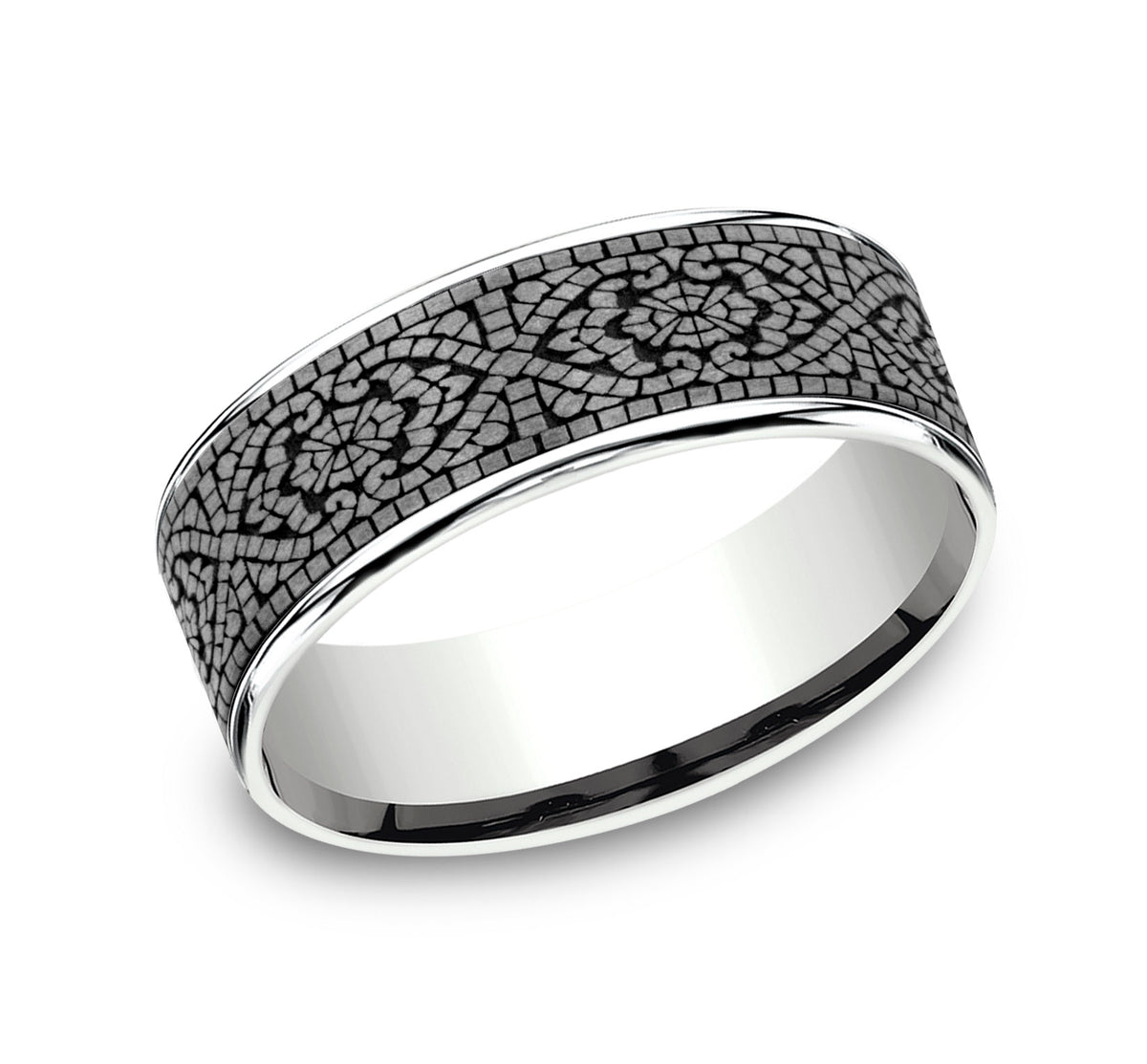 THE BURANO 7.5mm 14K White/Tantalum Grey Benchmark men's wedding band