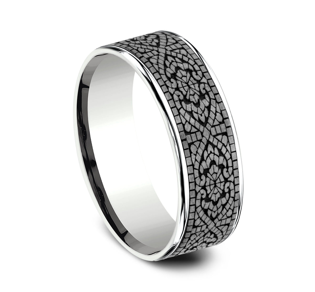 THE BURANO 7.5mm 14K White/Tantalum Grey Benchmark men's wedding band