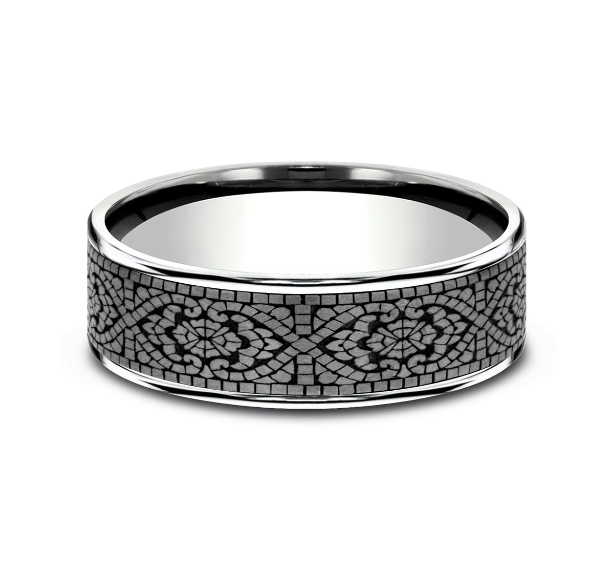 THE BURANO 7.5mm 14K White/Tantalum Grey Benchmark men's wedding band
