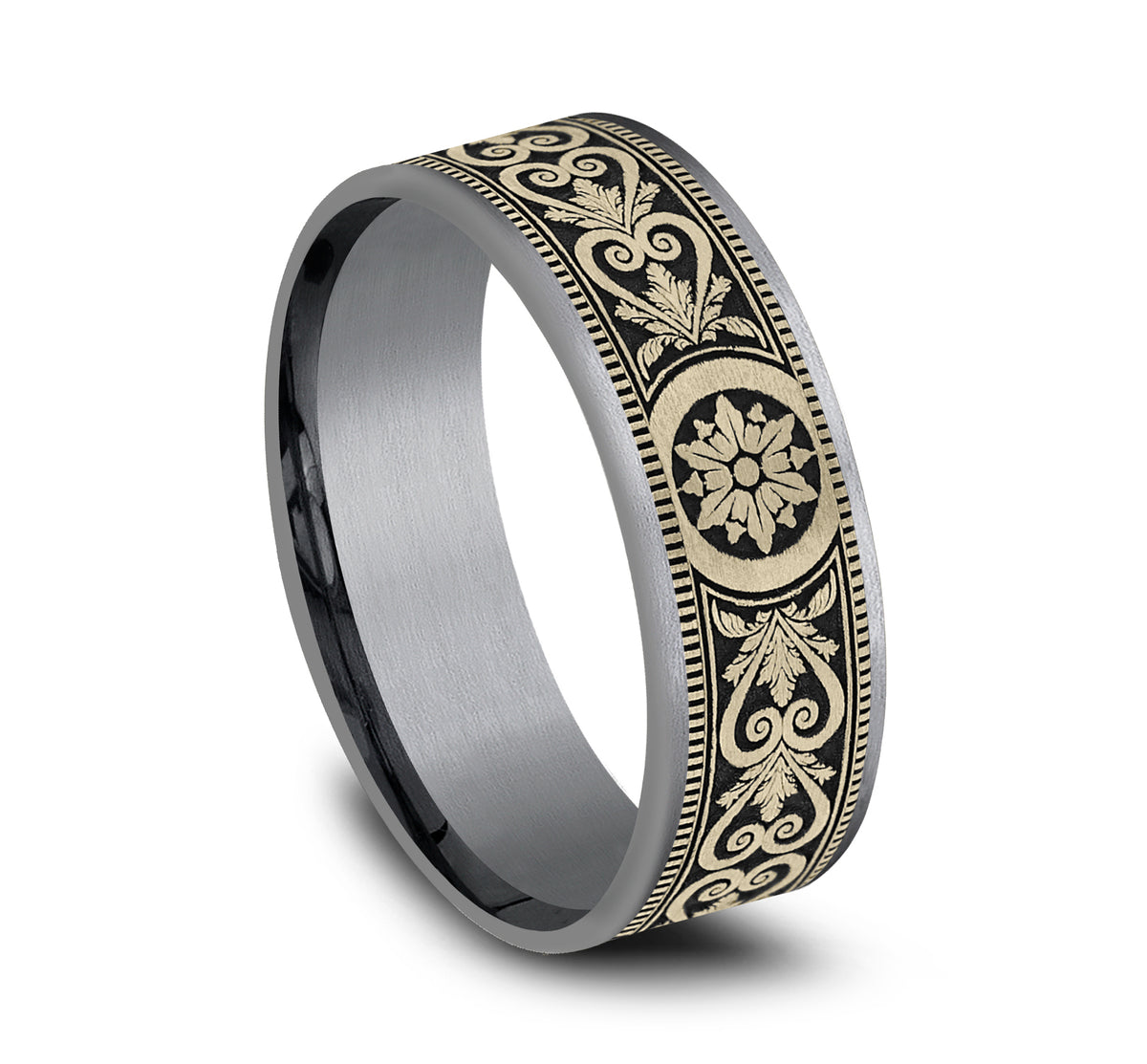 THE PORTAL 7.5mm Tantalum Grey/14K Yellow Benchmark men's wedding band