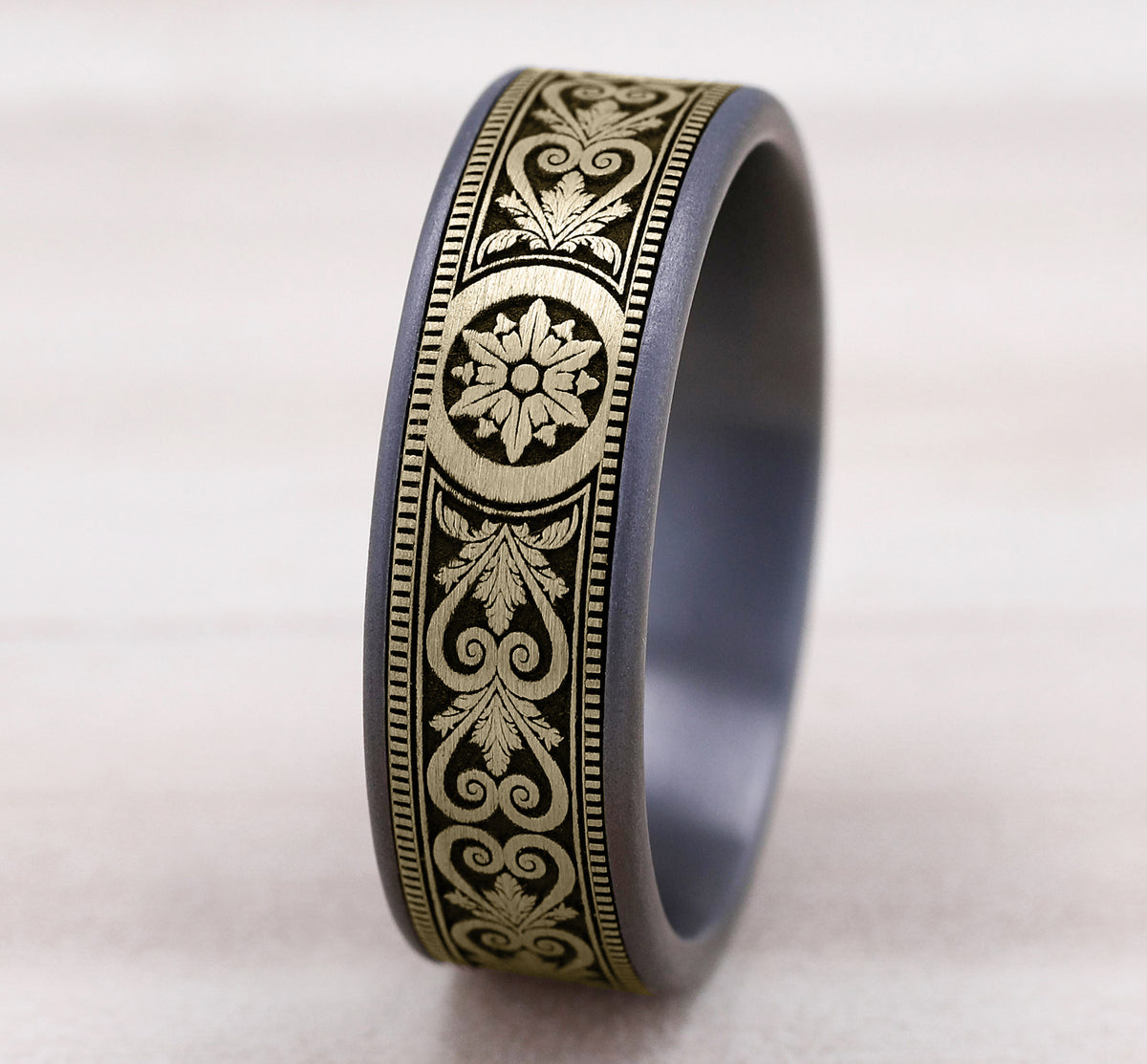 THE PORTAL 7.5mm Tantalum Grey/14K Yellow Benchmark men's wedding band
