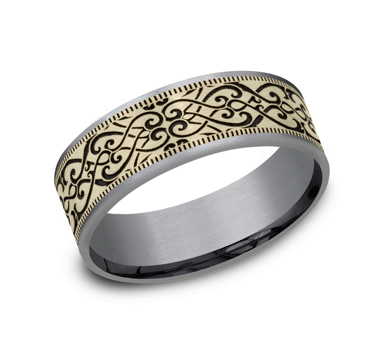 THE BASILICA 7.5mm Tantalum Grey/14K Yellow Benchmark men's wedding band