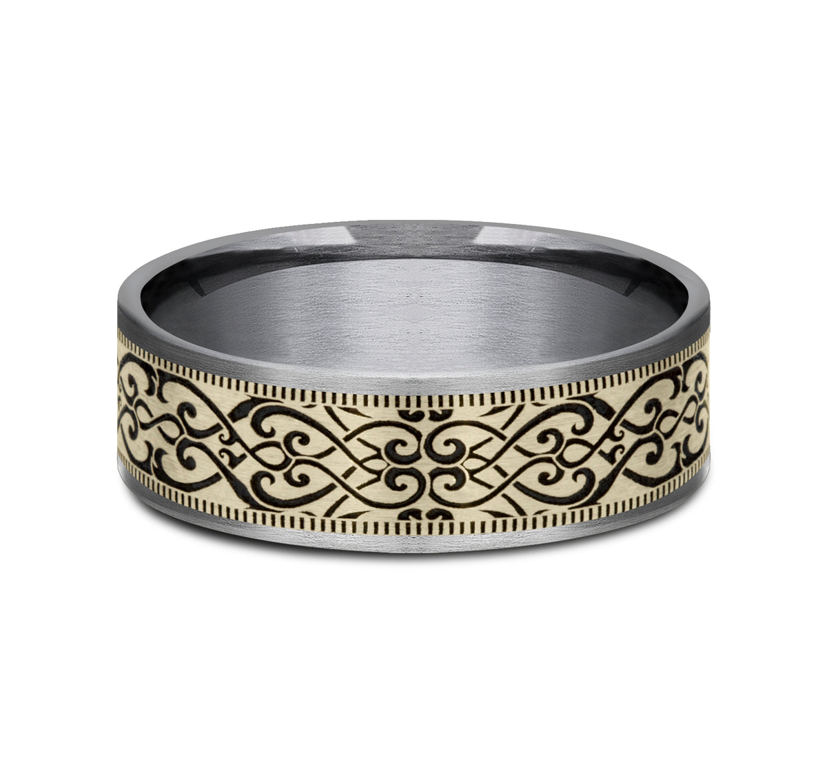THE BASILICA 7.5mm Tantalum Grey/14K Yellow Benchmark men's wedding band
