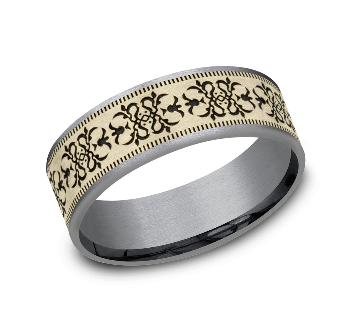 THE CORTONA 7.5mm Tantalum Grey/14K Yellow Benchmark men's wedding band