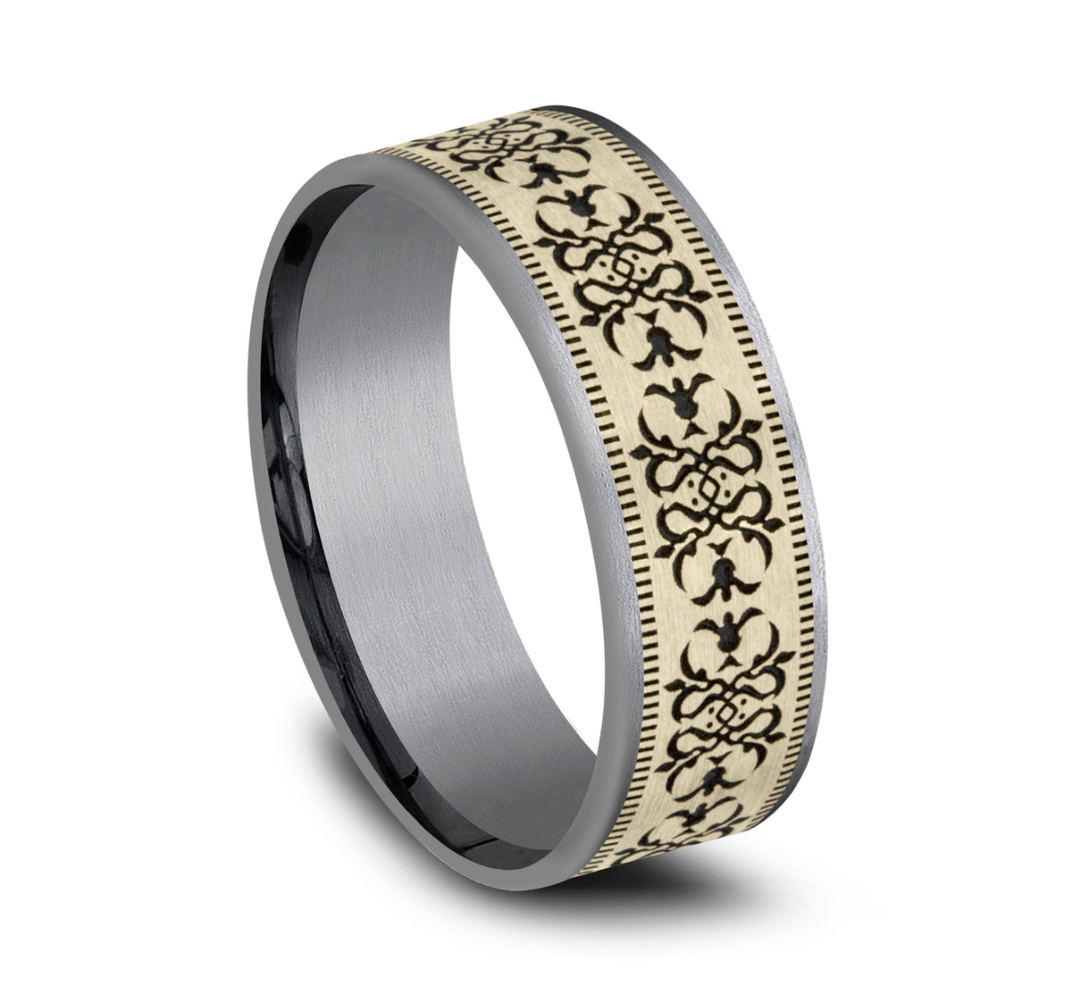 THE CORTONA 7.5mm Tantalum Grey/14K Yellow Benchmark men's wedding band