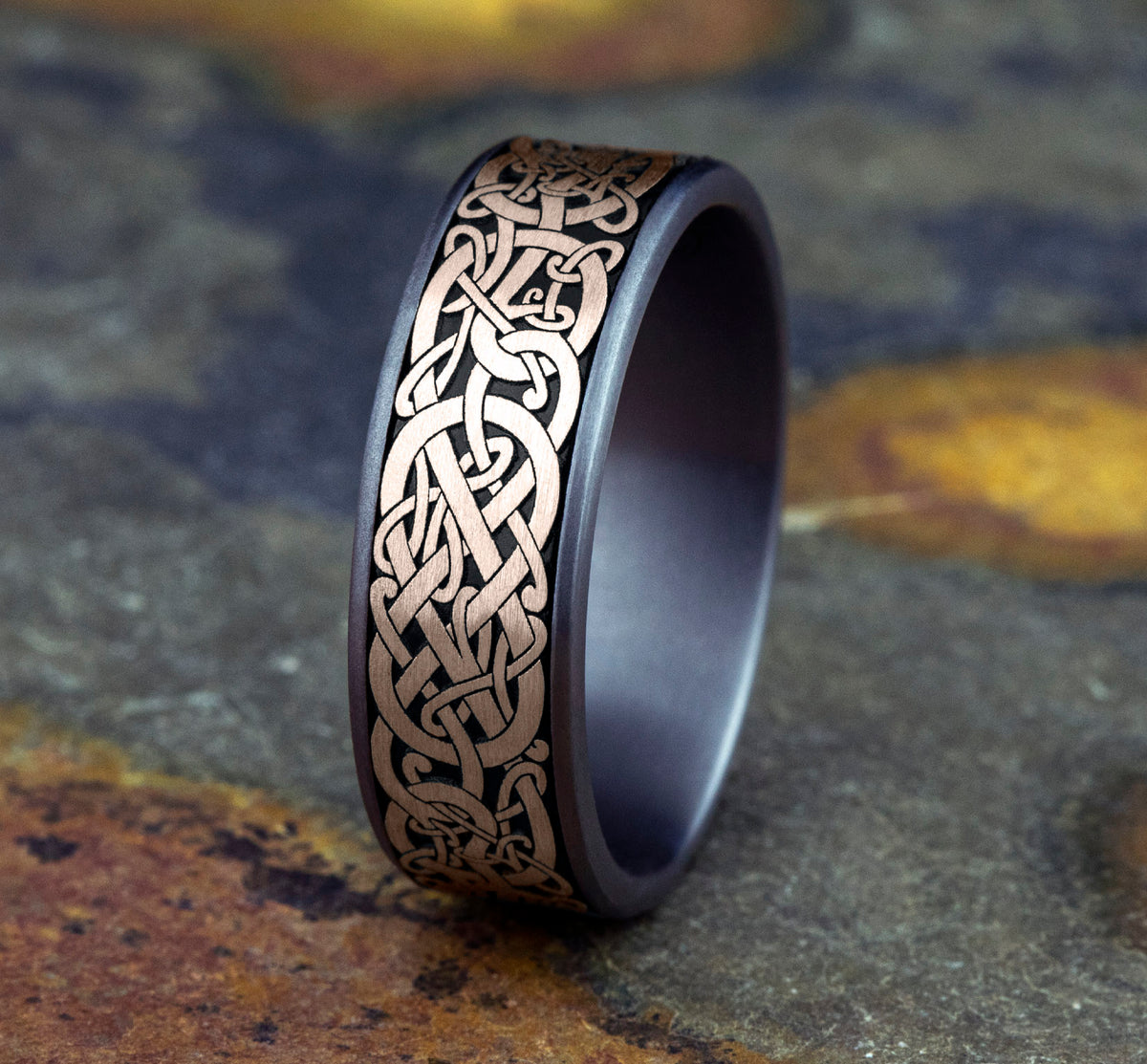 THE BERGEN 7.5mm Tantalum Grey/14K Rose Benchmark men's wedding band