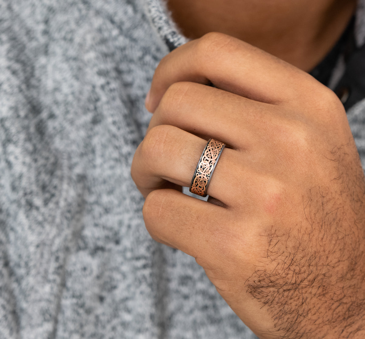 THE BERGEN 7.5mm Tantalum Grey/14K Rose Benchmark men's wedding band