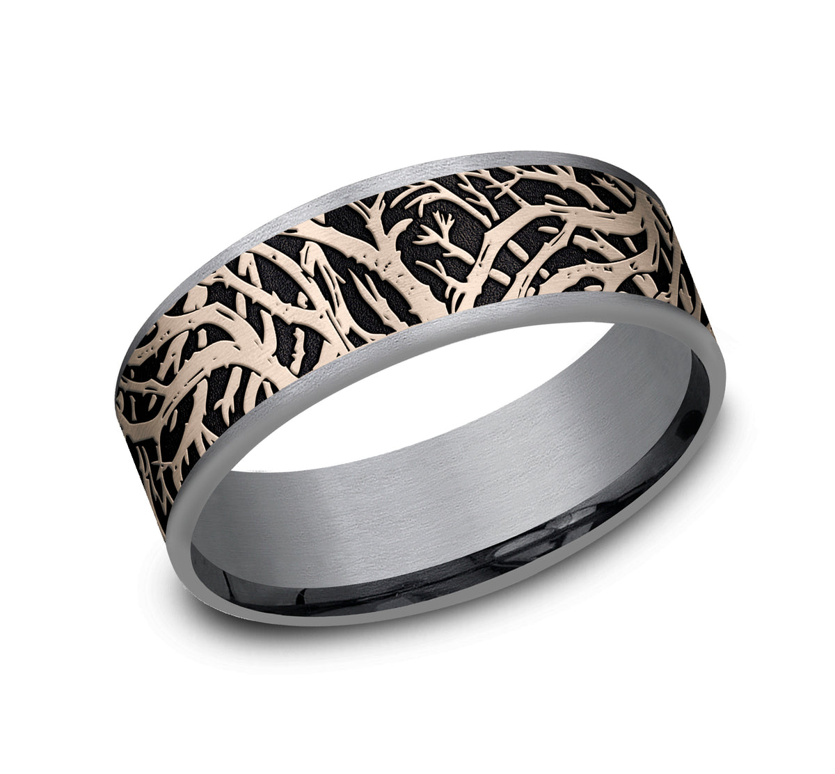 THE OLYMPIA 7.5mm Tantalum Grey/14K Rose Benchmark men's wedding band