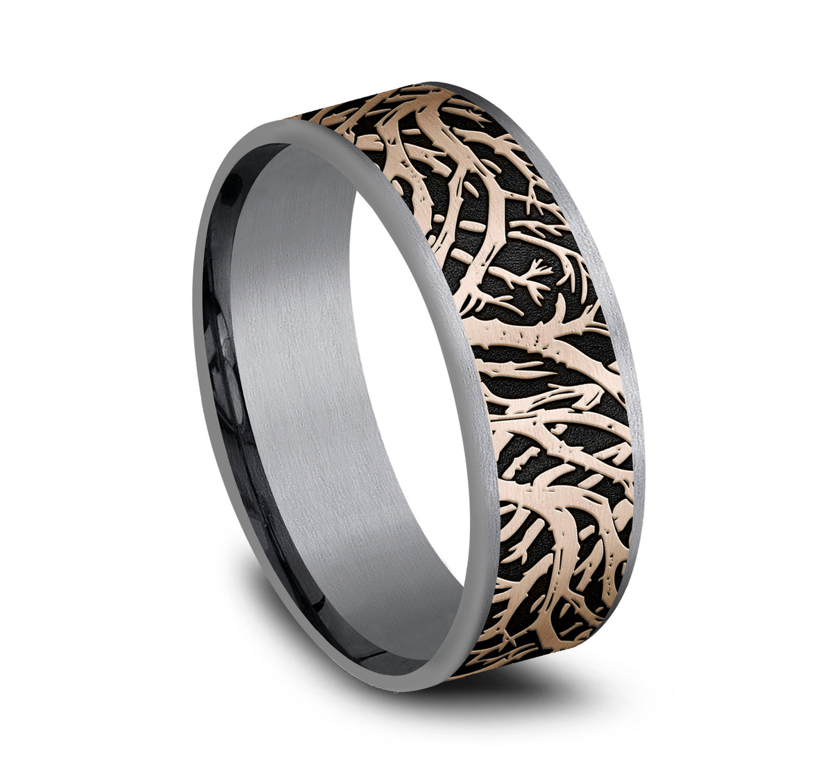 THE OLYMPIA 7.5mm Tantalum Grey/14K Rose Benchmark men's wedding band