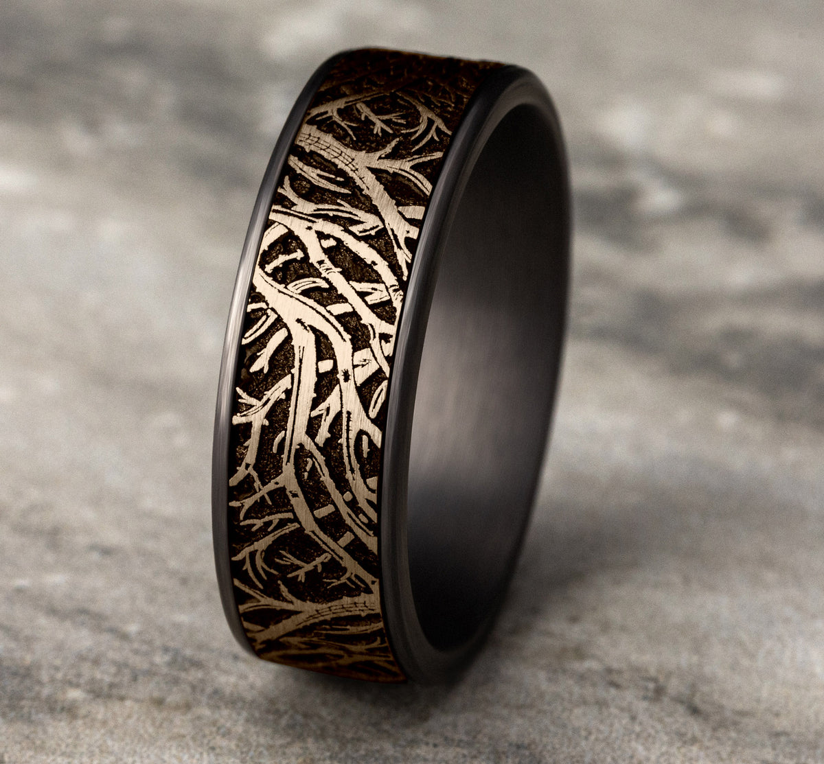THE OLYMPIA 7.5mm Tantalum Grey/14K Rose Benchmark men's wedding band