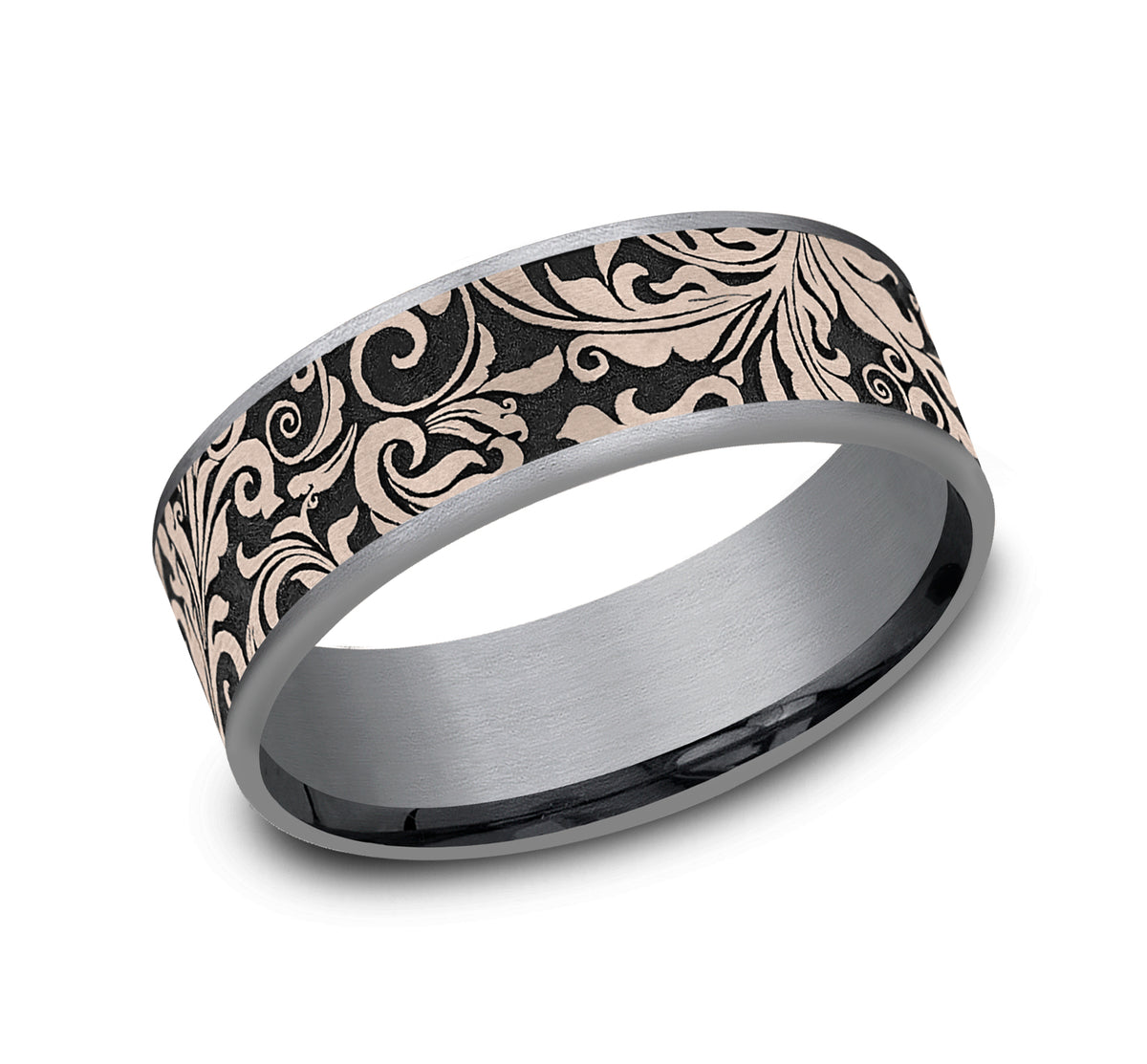 THE VINE 7.5mm Tantalum Grey/14K Rose Benchmark men's wedding band