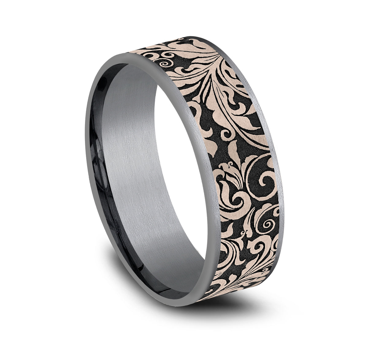 THE VINE 7.5mm Tantalum Grey/14K Rose Benchmark men's wedding band