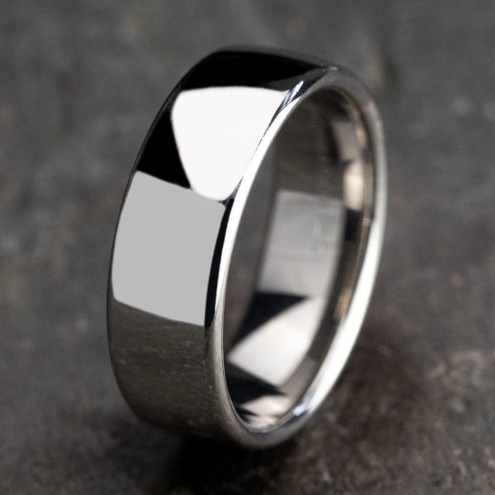 ® 7.5mm 14K White Benchmark men's wedding band