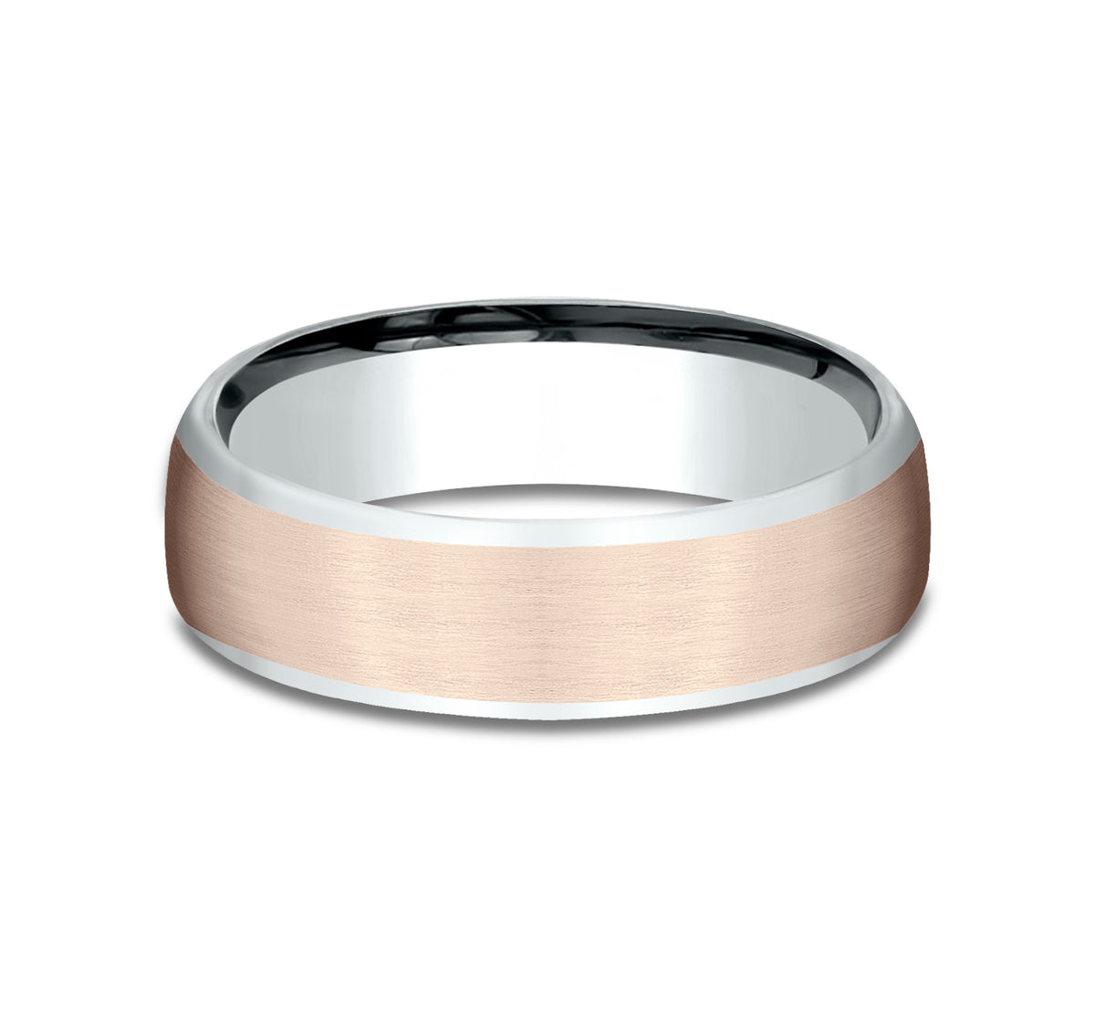 THE REALM 6.5mm 14K White/Rose Benchmark men's wedding band