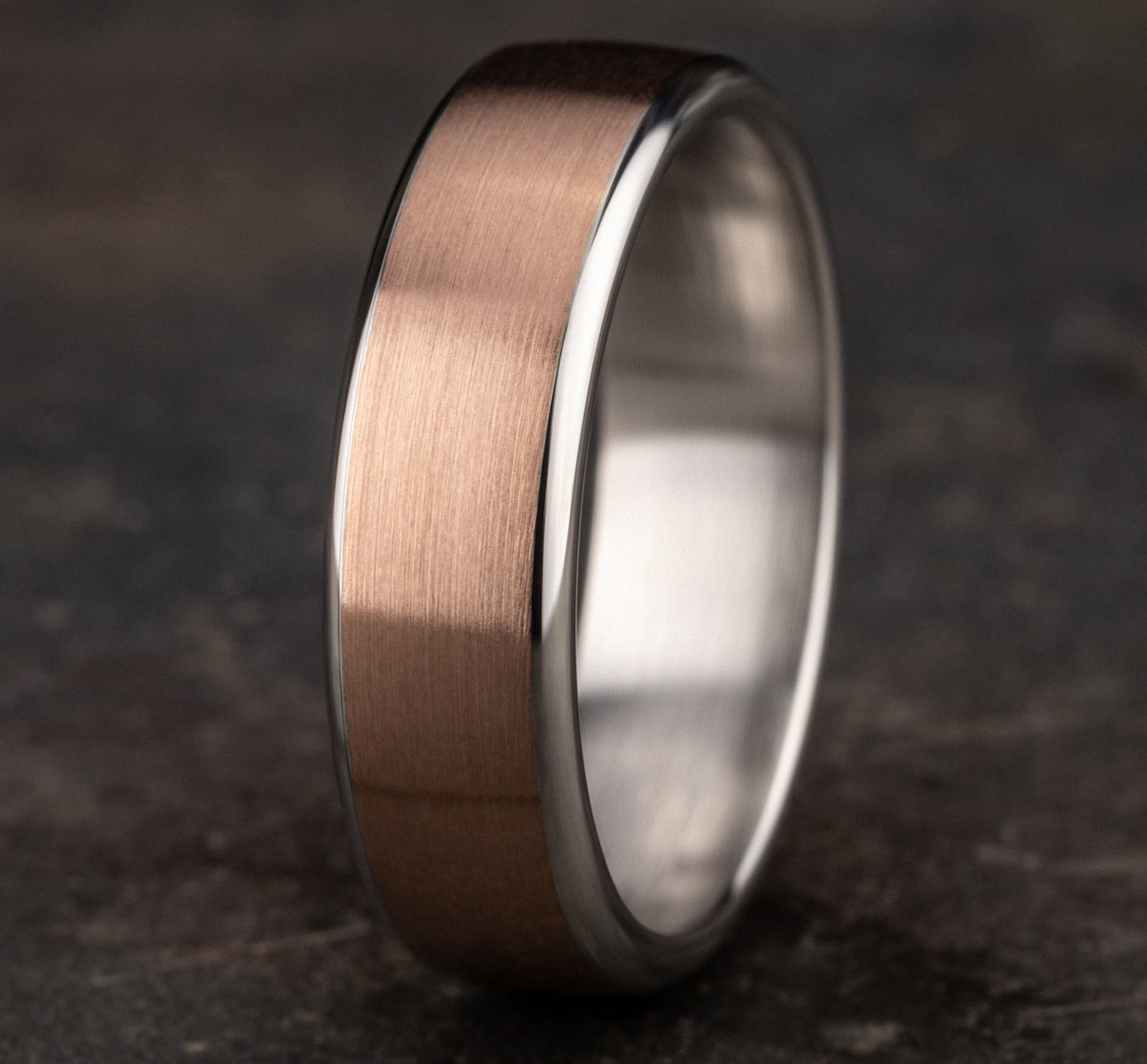 THE REALM 6.5mm 14K White/Rose Benchmark men's wedding band