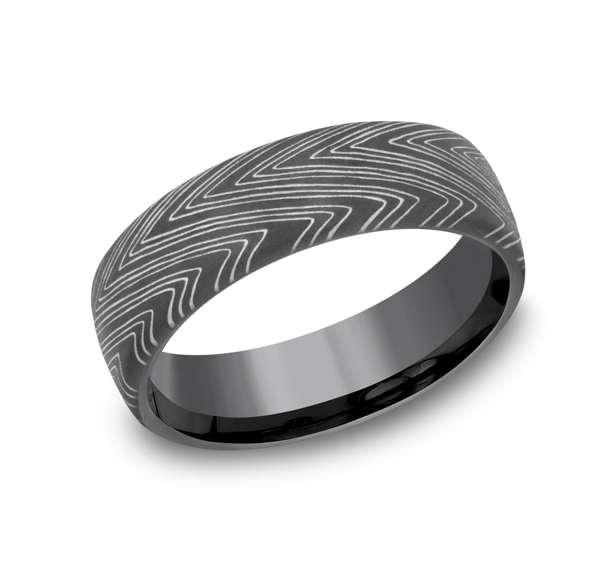THE HERRINGBONE 6.5mm Tantalum Dark Benchmark men's wedding band