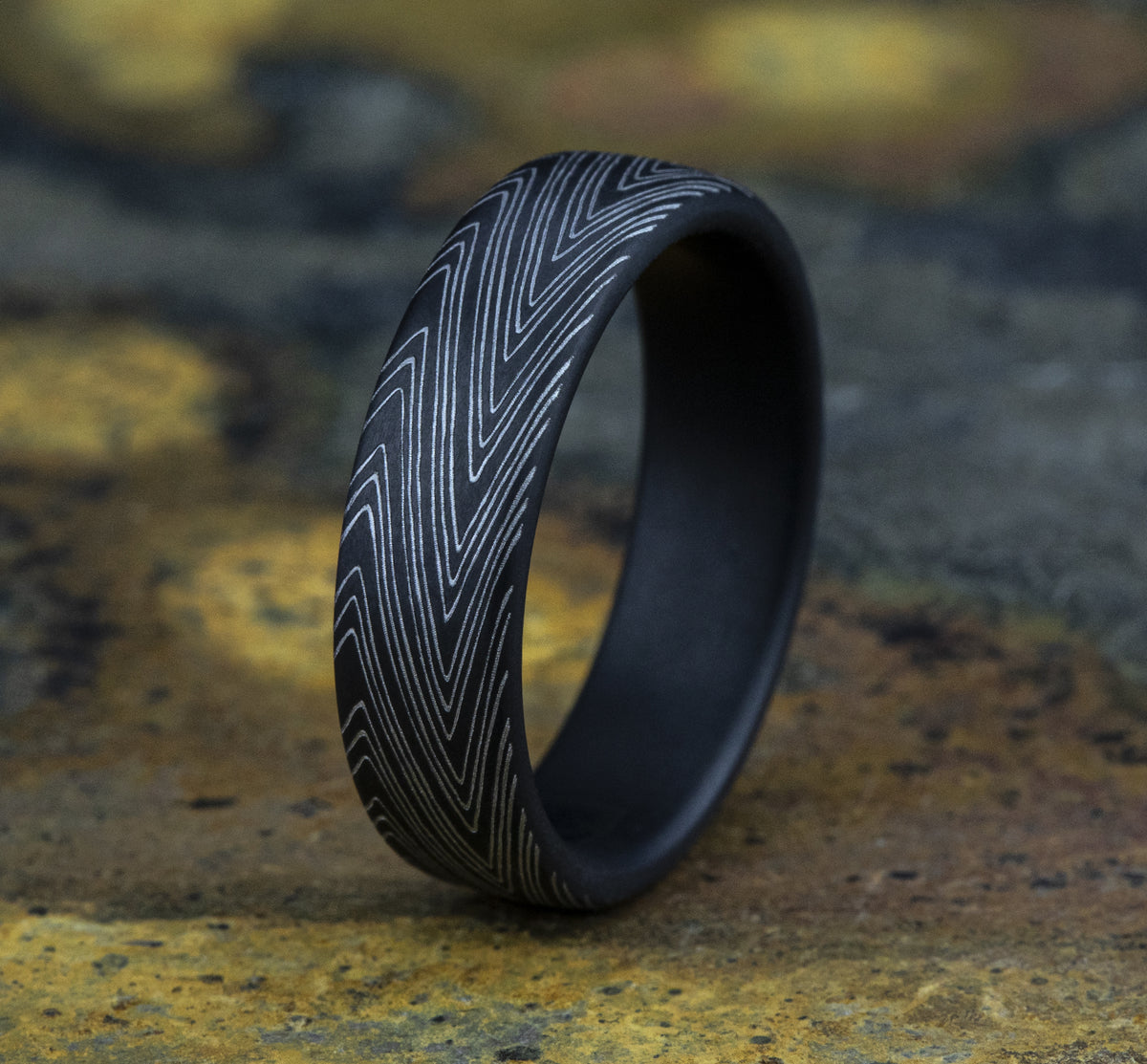 THE HERRINGBONE 6.5mm Tantalum Dark Benchmark men's wedding band