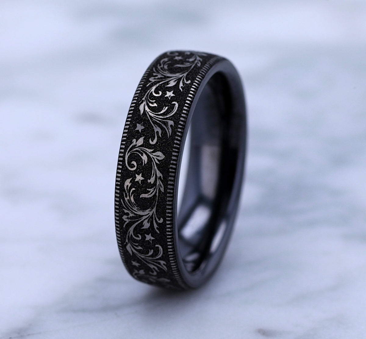 THE SPUR 6.5mm Grey/Black Titanium Benchmark men's wedding band