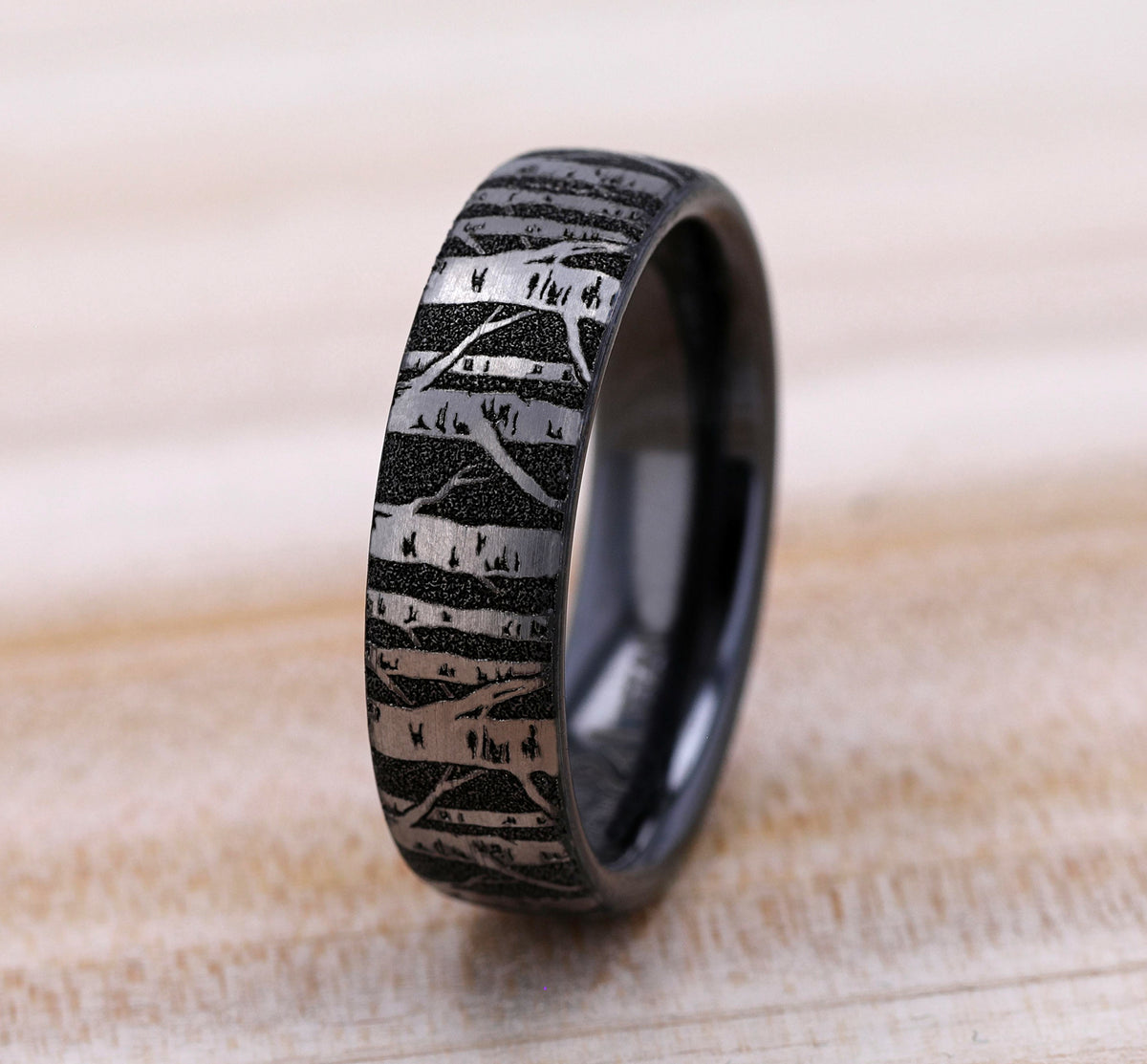 THE BIRCH 6.5mm Grey/Black Titanium Benchmark men's wedding band