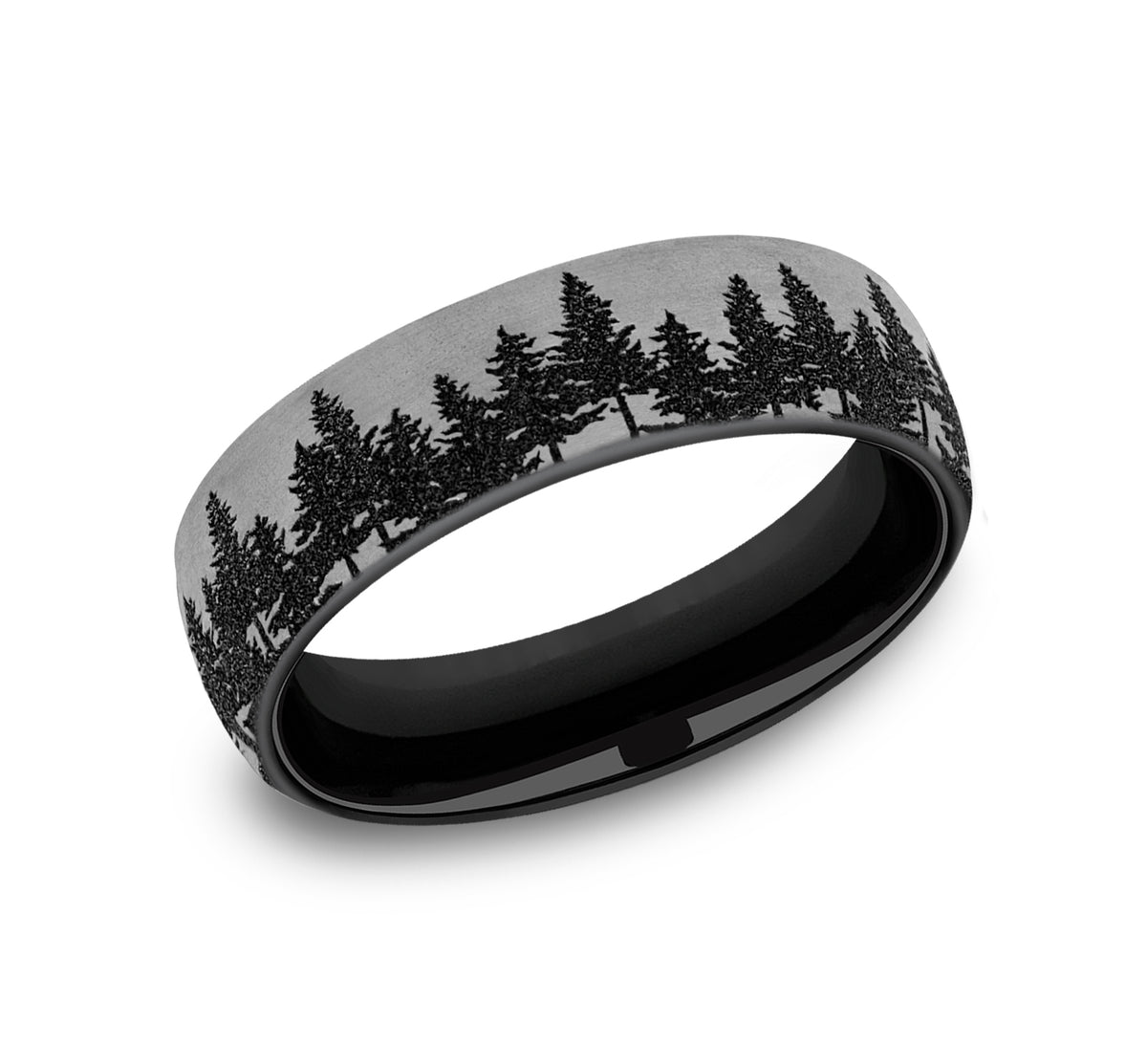 THE EVERGREEN 6.5mm Grey/Black Titanium Benchmark men's wedding band