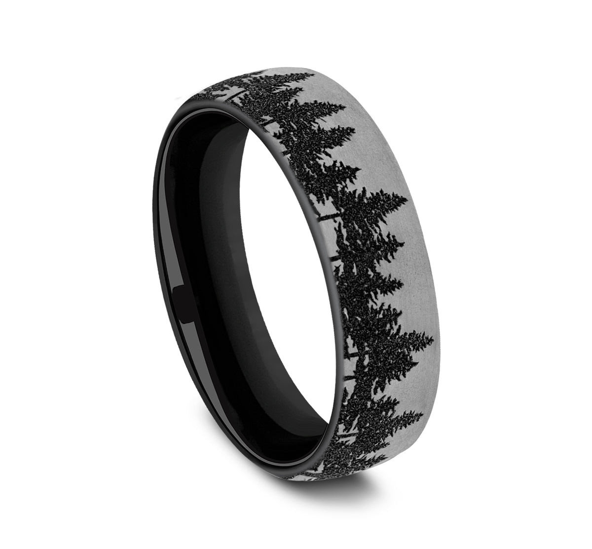 THE EVERGREEN 6.5mm Grey/Black Titanium Benchmark men's wedding band