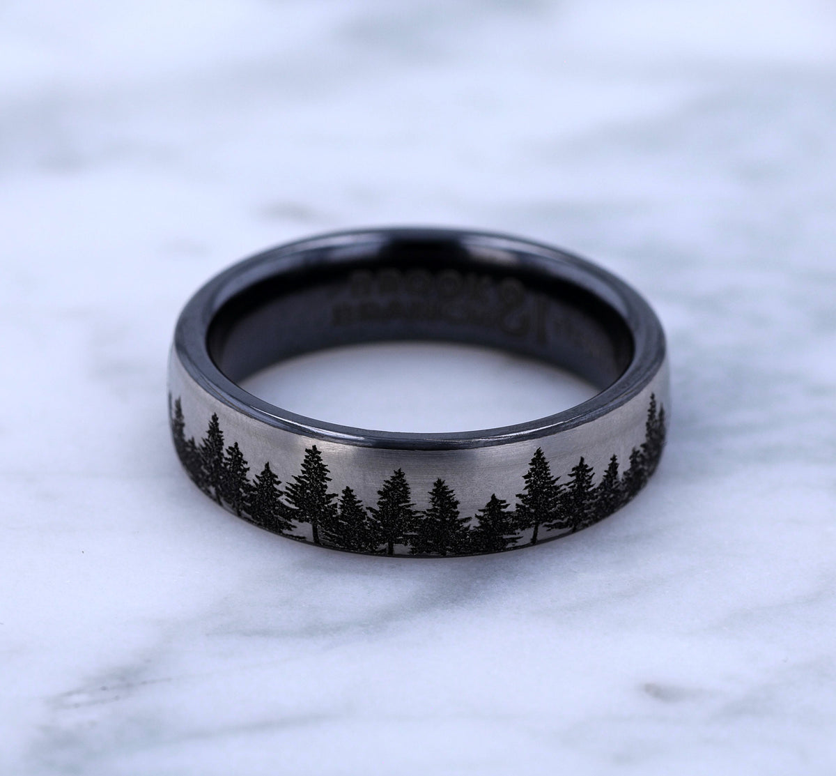 THE EVERGREEN 6.5mm Grey/Black Titanium Benchmark men's wedding band