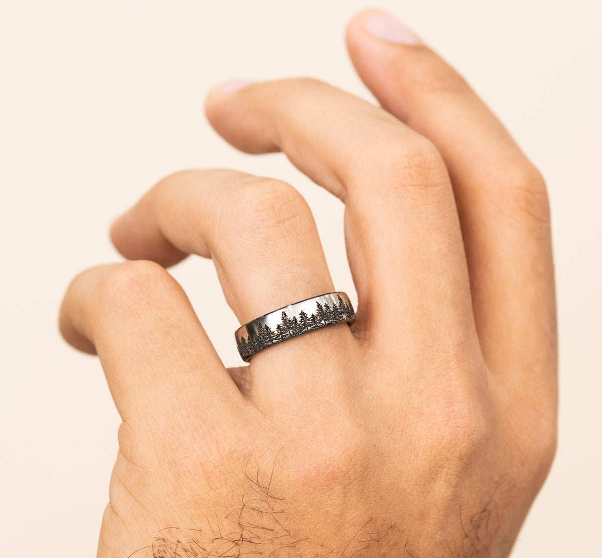 THE EVERGREEN 6.5mm Grey/Black Titanium Benchmark men's wedding band