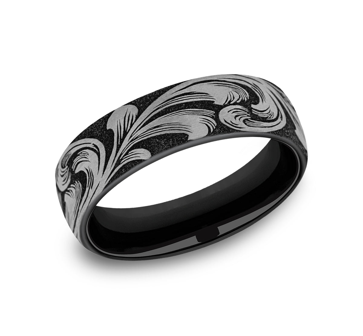 THE BARREL SCRIPT 6.5mm Grey/Black Titanium Benchmark men's wedding band