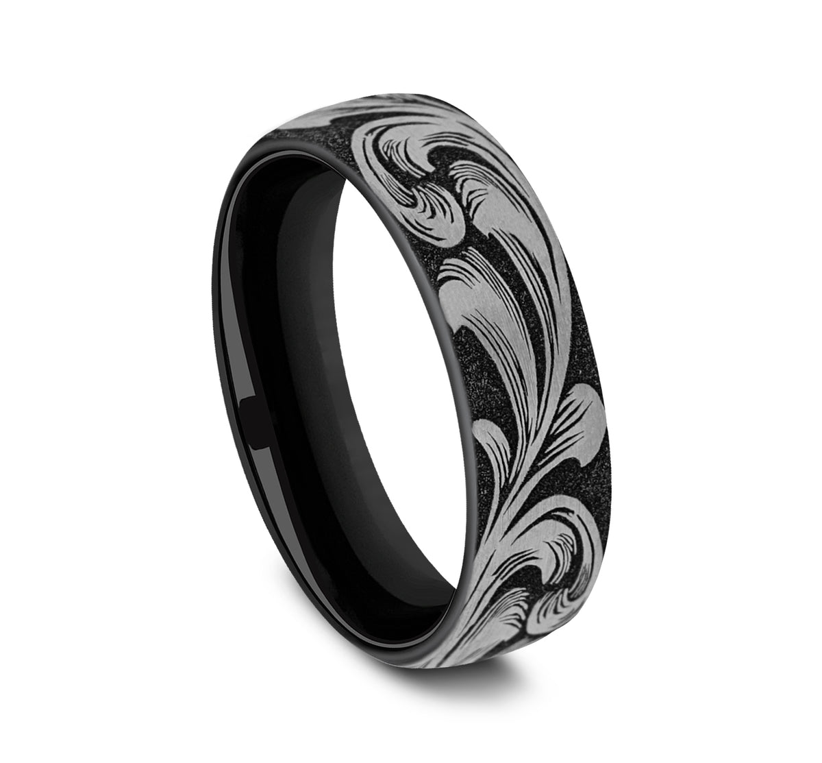 THE BARREL SCRIPT 6.5mm Grey/Black Titanium Benchmark men's wedding band