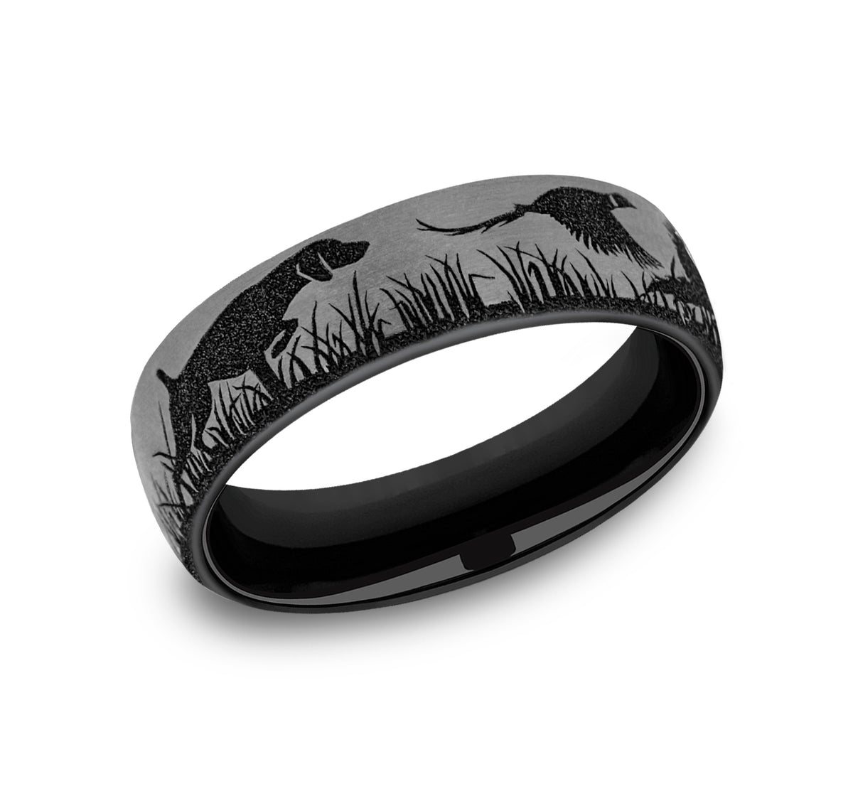 THE POINTER 6.5mm Grey/Black Titanium Benchmark men's wedding band
