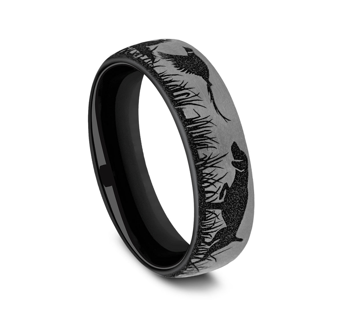 THE POINTER 6.5mm Grey/Black Titanium Benchmark men's wedding band