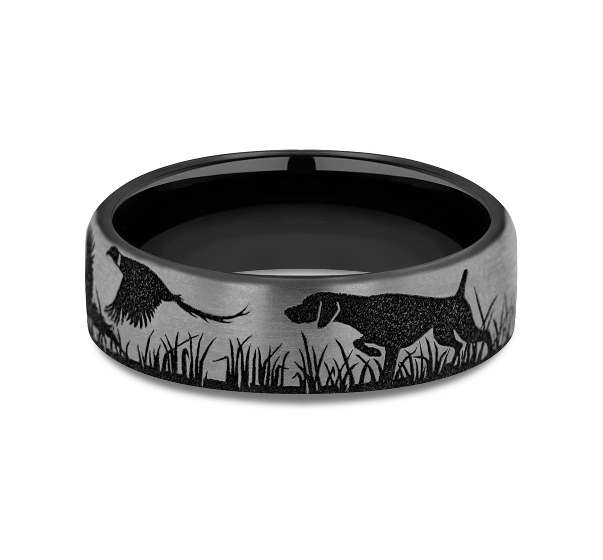 THE POINTER 6.5mm Grey/Black Titanium Benchmark men's wedding band