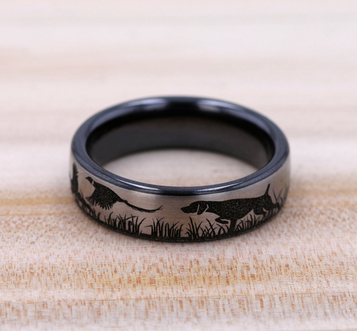 THE POINTER 6.5mm Grey/Black Titanium Benchmark men's wedding band