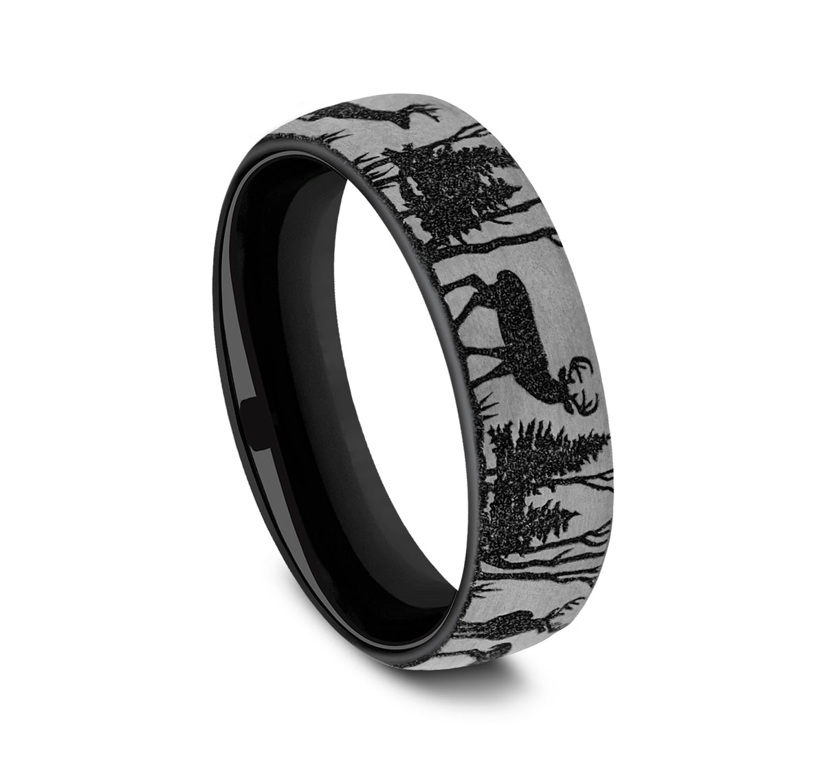 THE WHITETAIL 6.5mm Grey/Black Titanium Benchmark men's wedding band