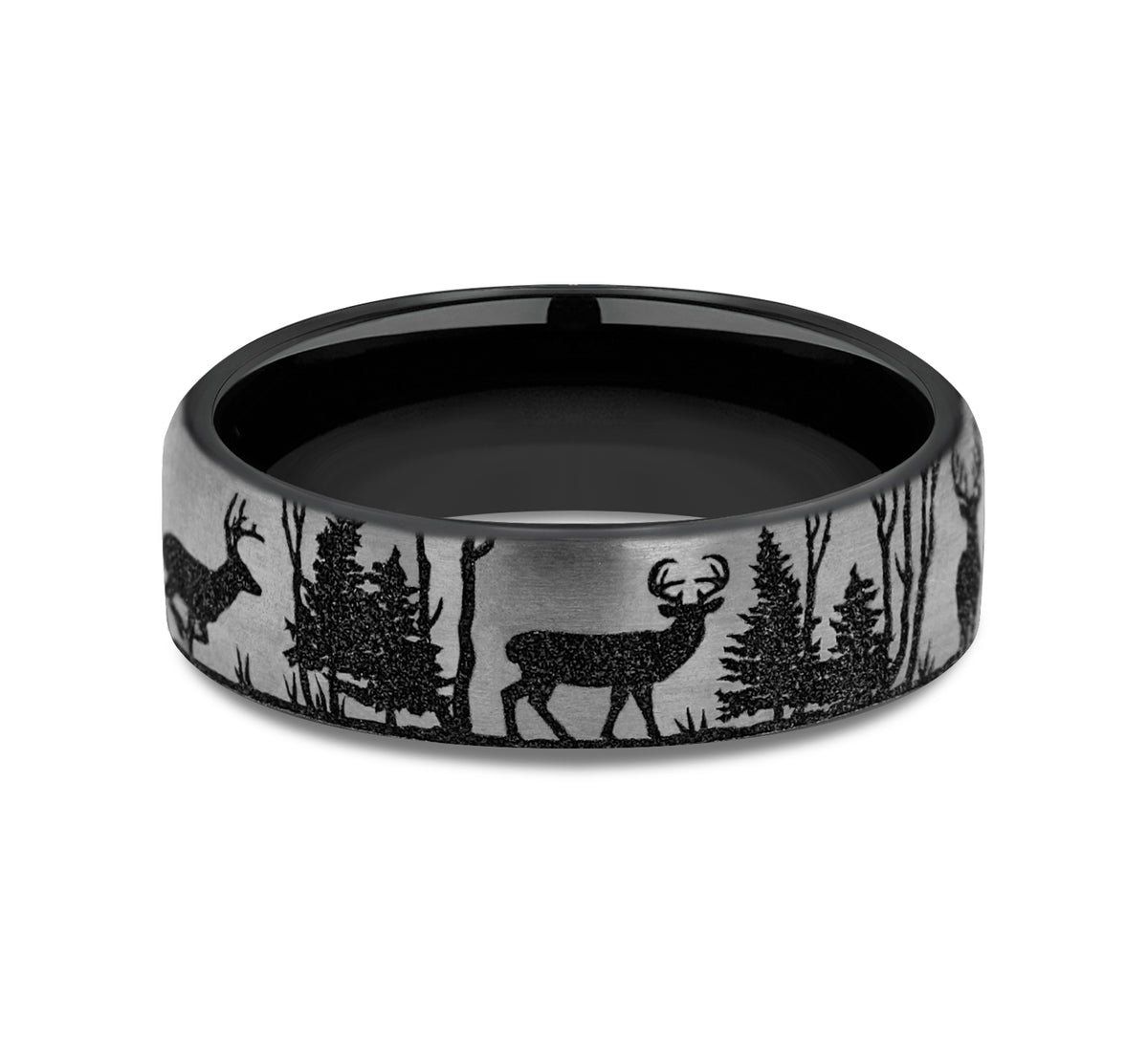 THE WHITETAIL 6.5mm Grey/Black Titanium Benchmark men's wedding band