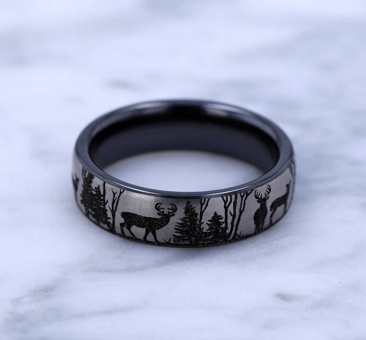 THE WHITETAIL 6.5mm Grey/Black Titanium Benchmark men's wedding band