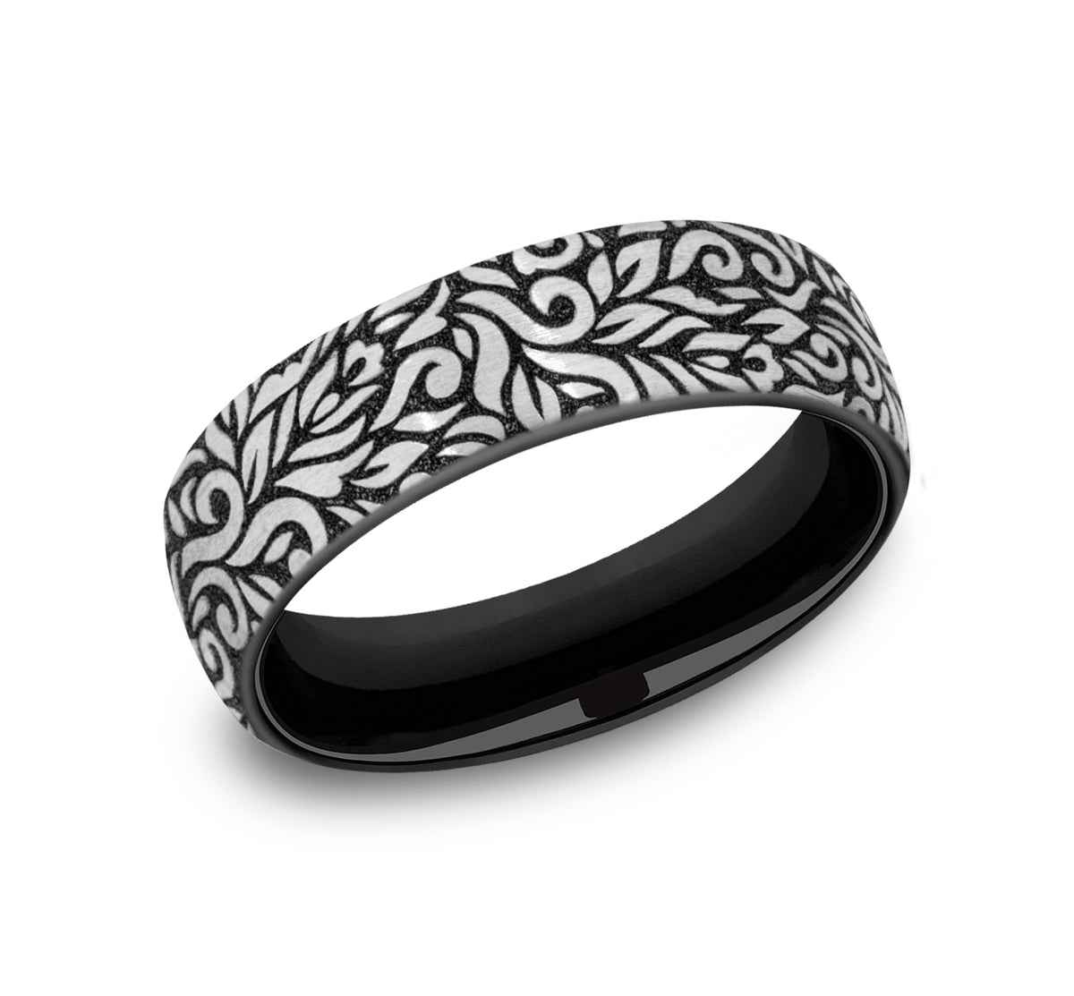 THE RANCH 6.5mm Grey/Black Titanium Benchmark men's wedding band