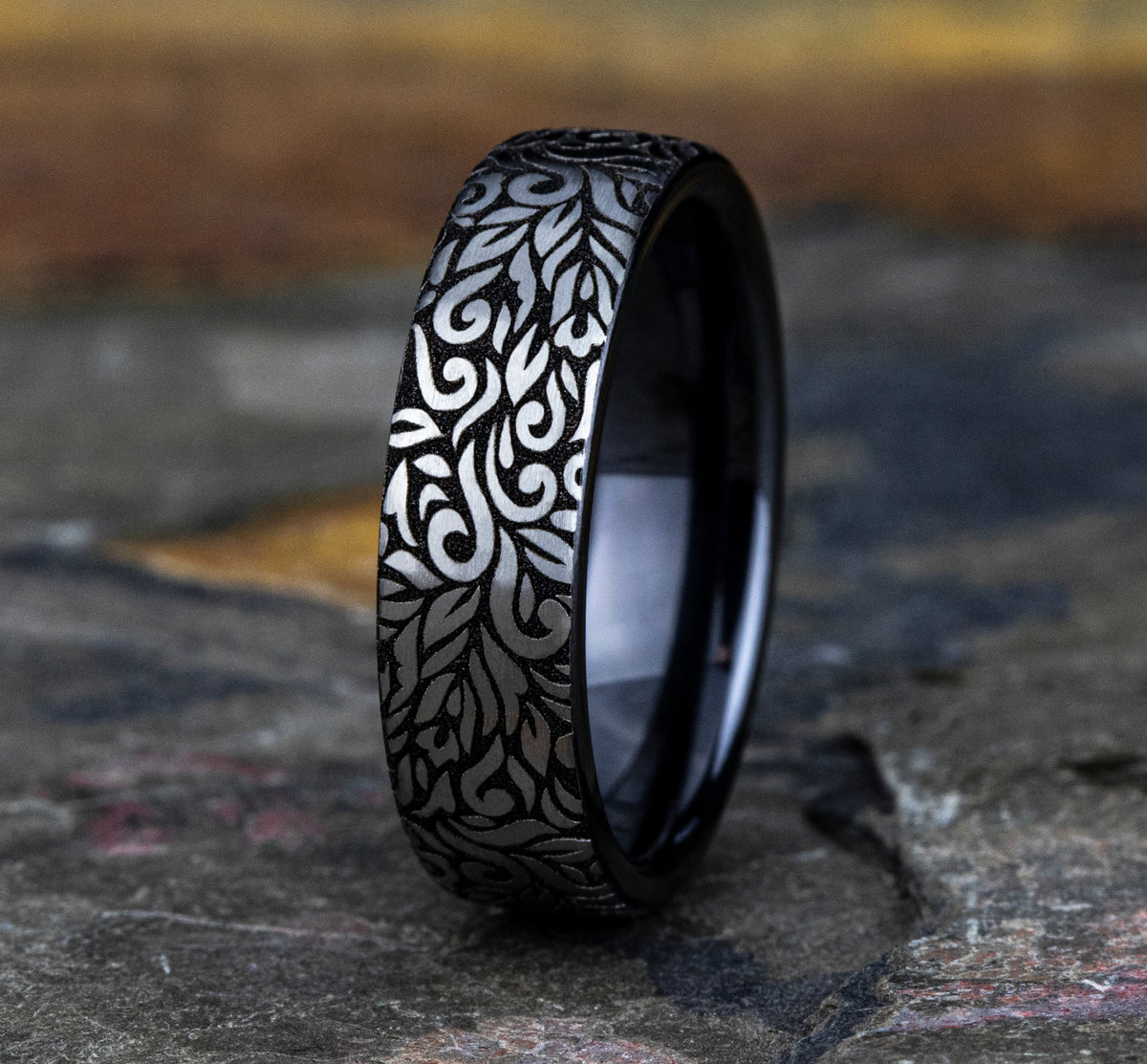 THE RANCH 6.5mm Grey/Black Titanium Benchmark men's wedding band