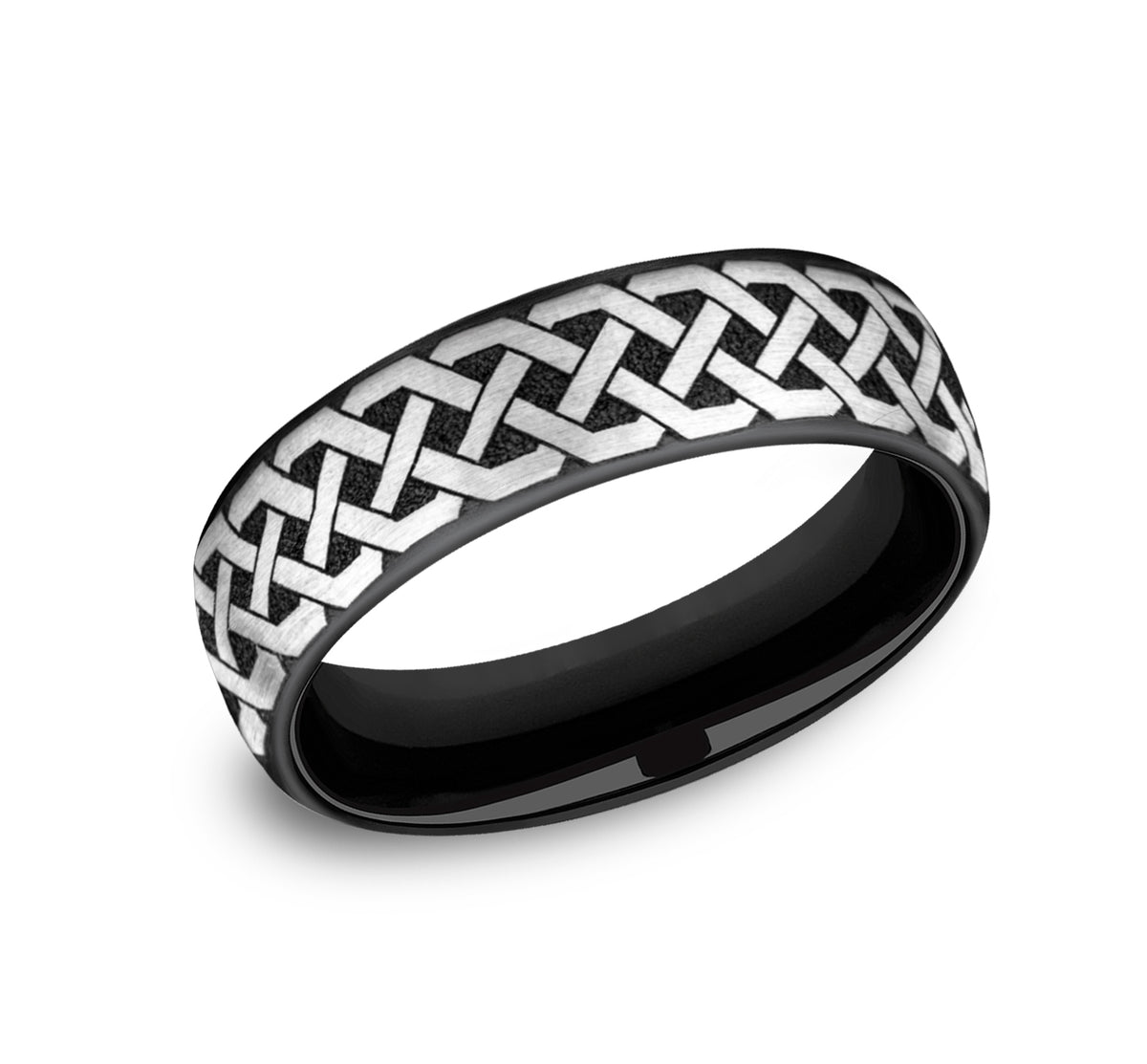 THE ADARE 6.5mm Grey/Black Titanium Benchmark men's wedding band