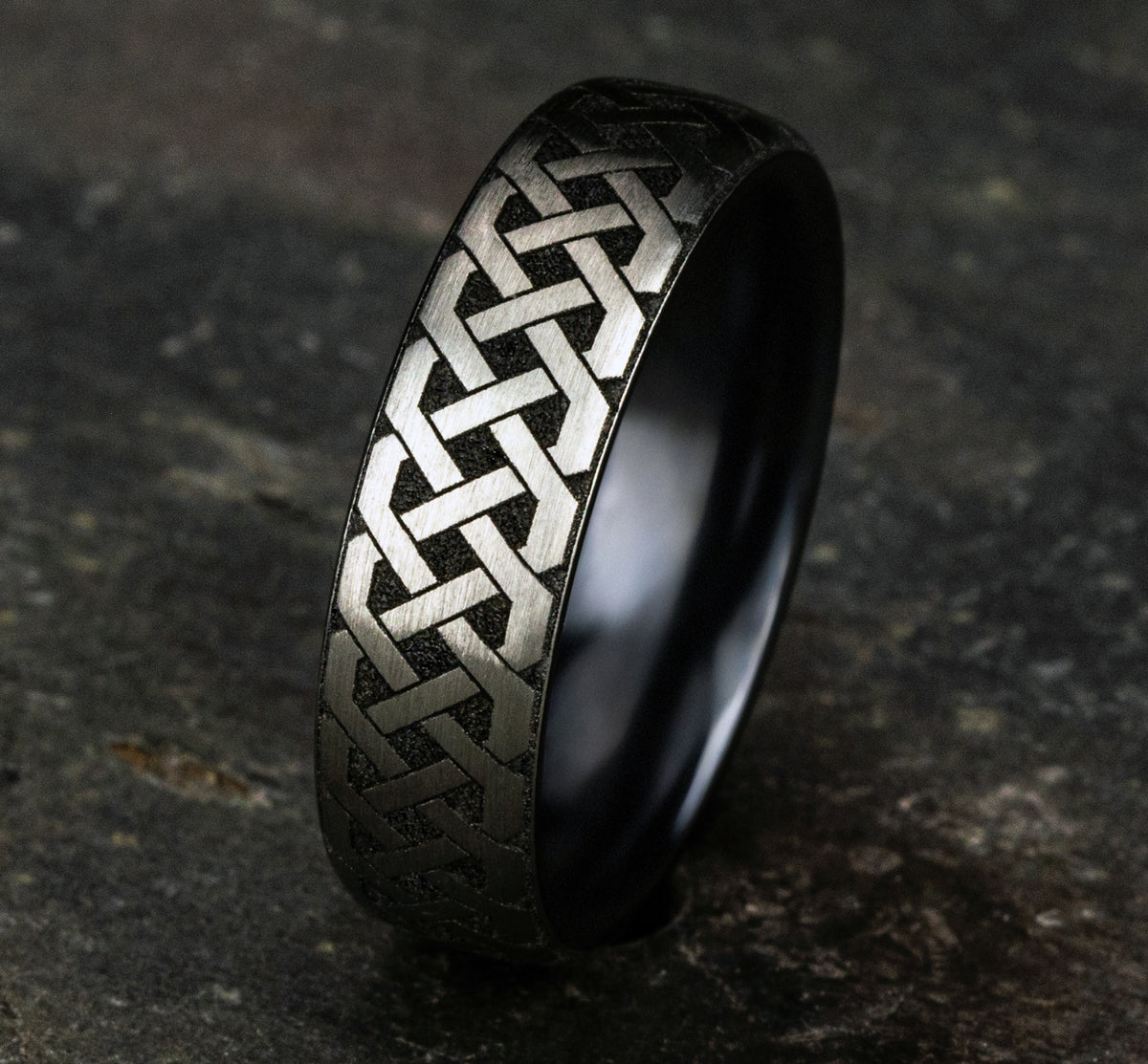 THE ADARE 6.5mm Grey/Black Titanium Benchmark men's wedding band