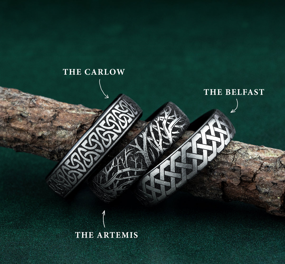THE ADARE 6.5mm Grey/Black Titanium Benchmark men's wedding band