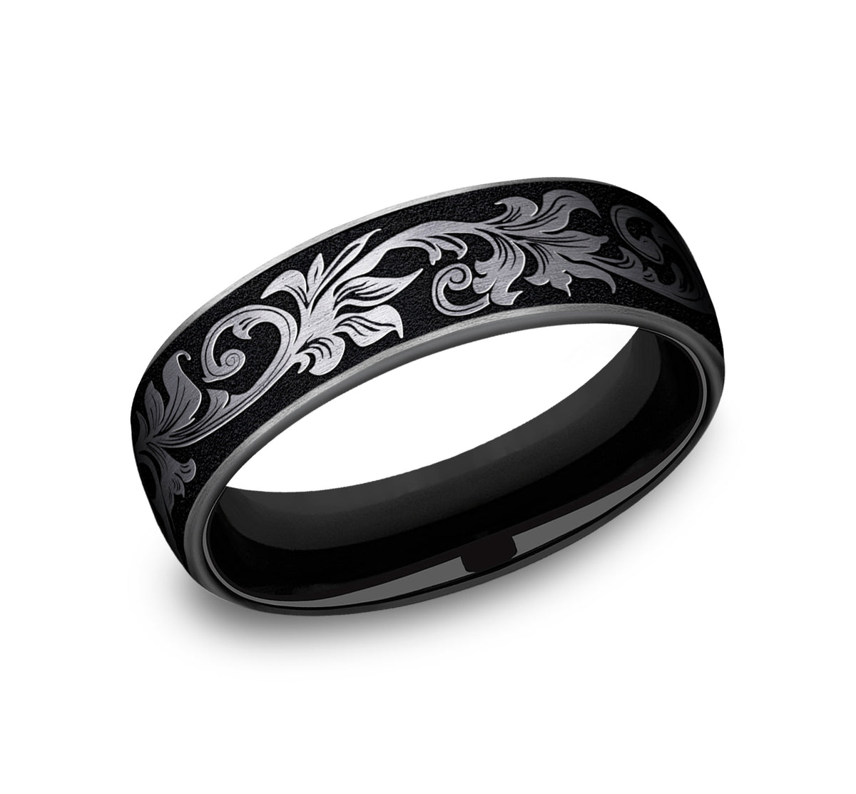 THE PALACE 6.5mm Grey/Black Titanium Benchmark men's wedding band